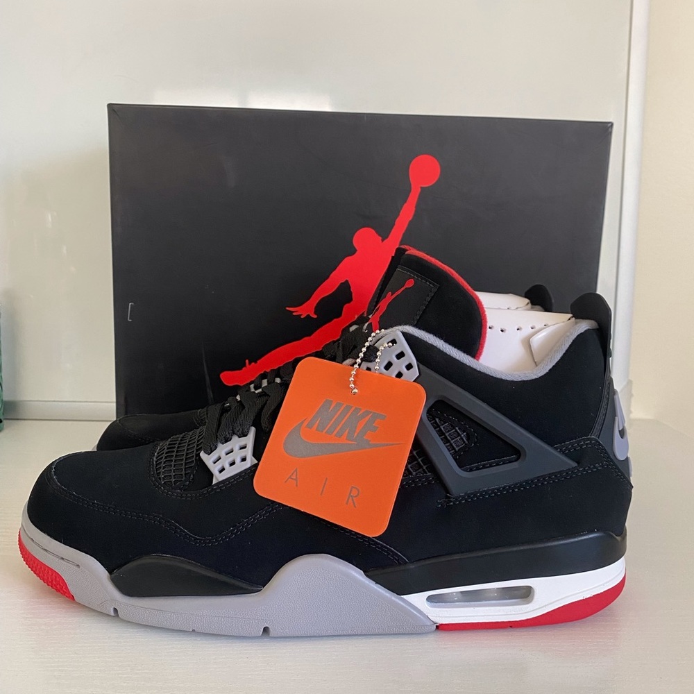 Nike Air Jordan 4 Retro Black/ Fire Red Cement Grey